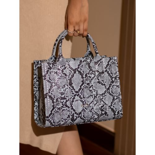 Buy Women Blue Snake Skin Print Shoulder Bag with Detachable