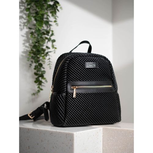 Women Black Textured Mini Backpack - Main Image