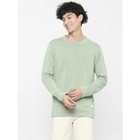 Spykar Sulphur Yellow Cotton Full Sleeve Casual Sweater For Men