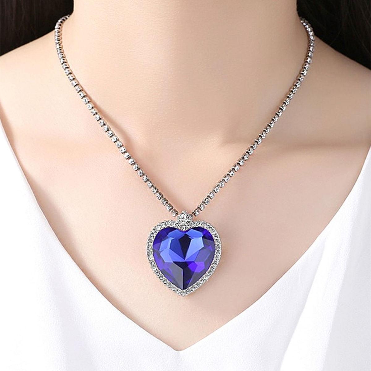 Romantic Heart Of The Ocean Blue Crystal Platinum Plated Ladies Pendant  Necklace Jewelry Women Christmas Gift No Fade - AliExpress