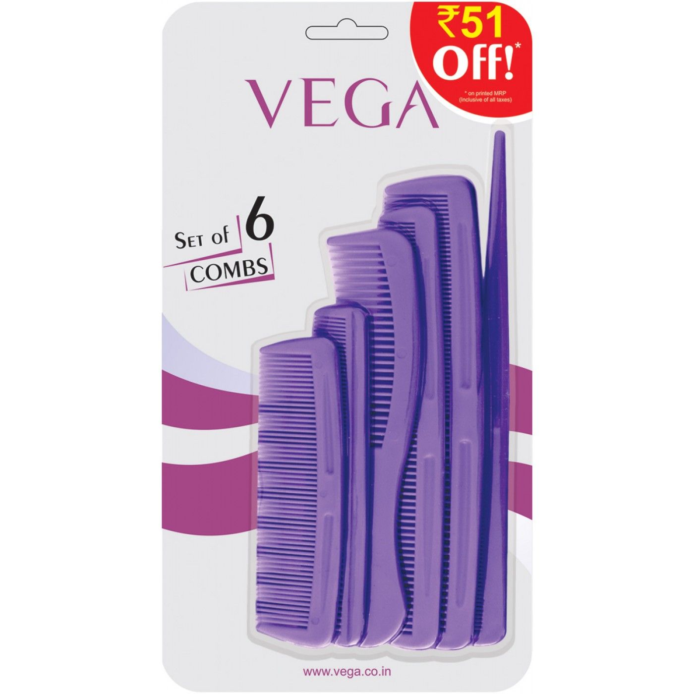 VEGA Combs - Set Of 6 (Off Rs.51/-) (HCS-02) (Color May Vary)