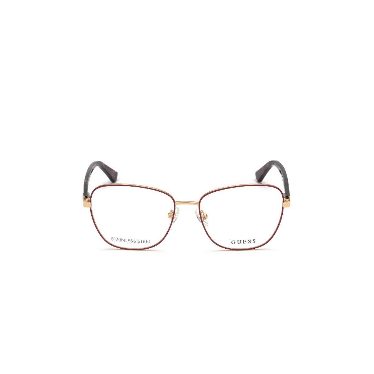 Guess Women Wine Metal Square Eyewear Frame GU281555069FR (55)