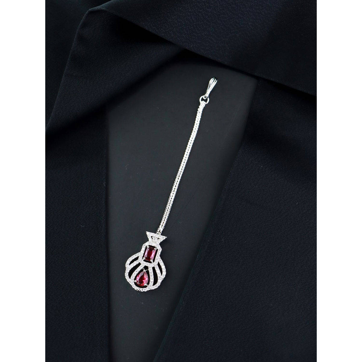 I Jewels Elegant Silver Plated Beautiful Ad and Cz Studded Crystal Maang Tikka