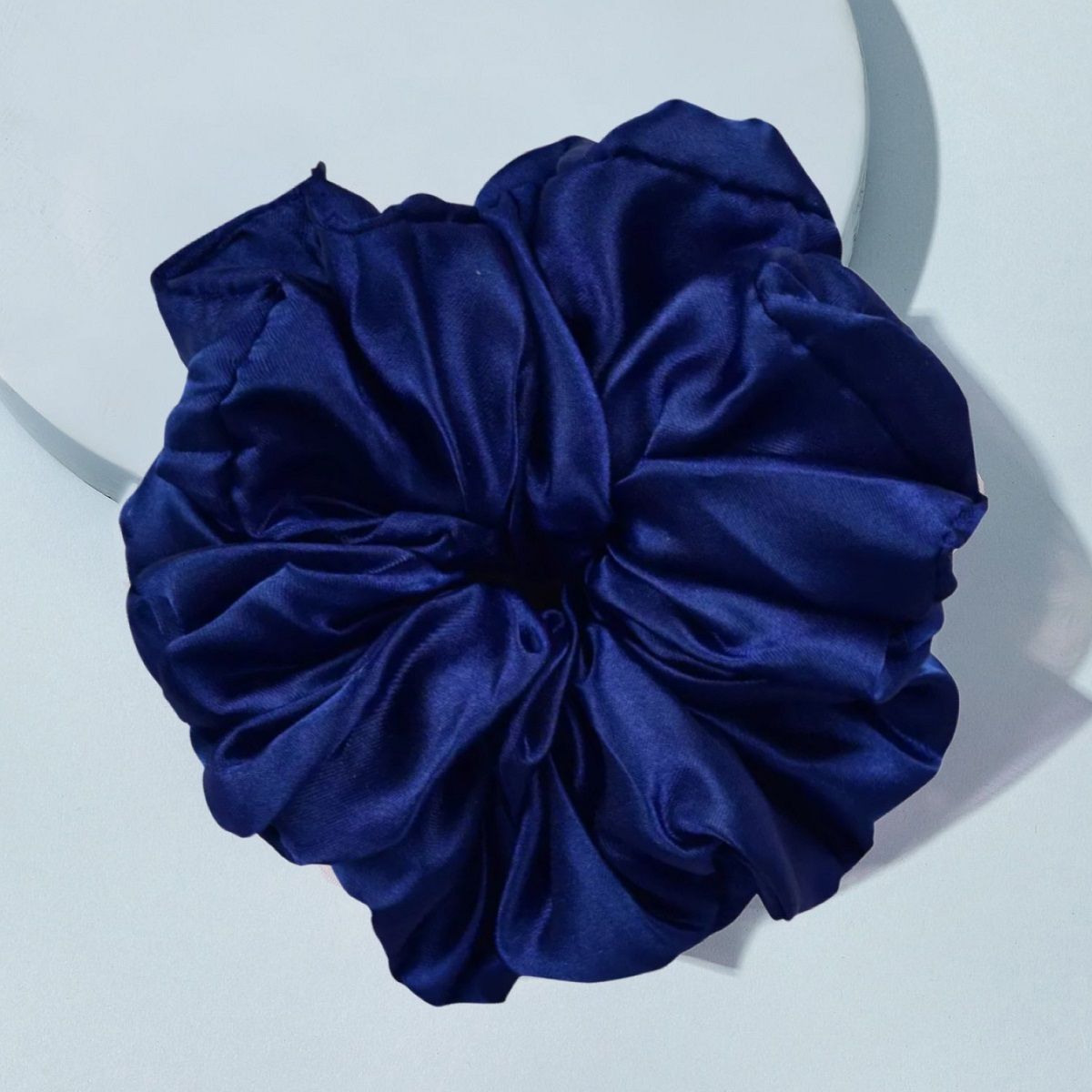 Buy OOMPH Royal Blue Satin Silk Volumizer Scrunchy Rubber Band Hair Tie