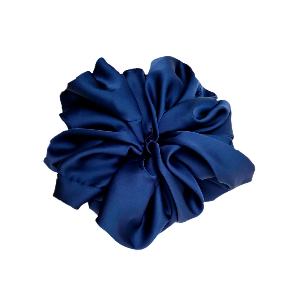 OOMPH Royal Blue Satin Silk Volumizer Scrunchy Rubber Band Hair Tie