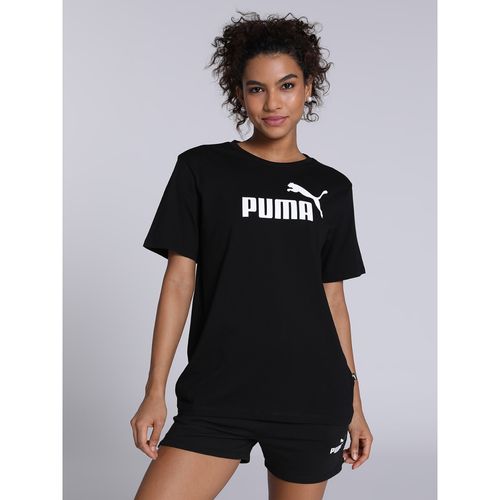 Puma Essentials Logo Womens Black Boyfriend T-Shirt (L)