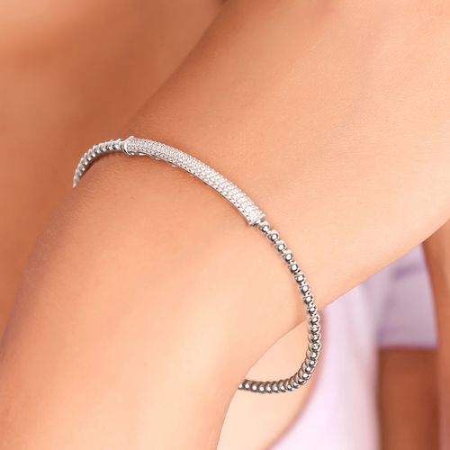 SILBERRY 925 Sterling Silver Crystal Kada For Womens And Girls