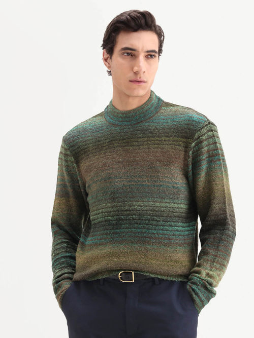 Rare Rabbit Multi-Color Stripes Full Sleeves Sweater