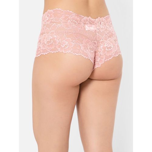 Buy Low Waist Boyshorts in Coral Pink - Lace Online India, Best