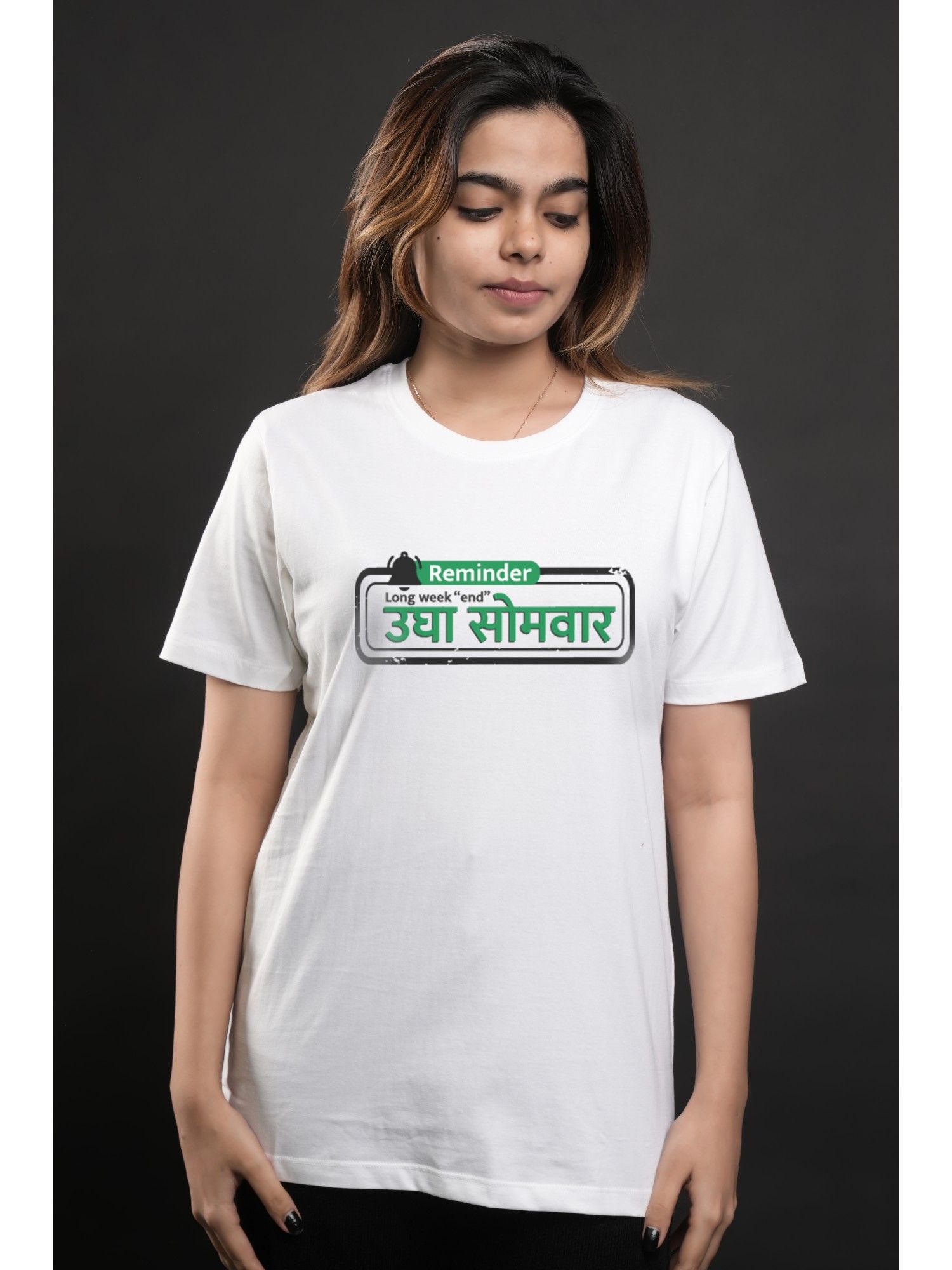 Buy MerchGarage White Udya Somwar Round Neck Cotton T Shirt By Bhadipa Online