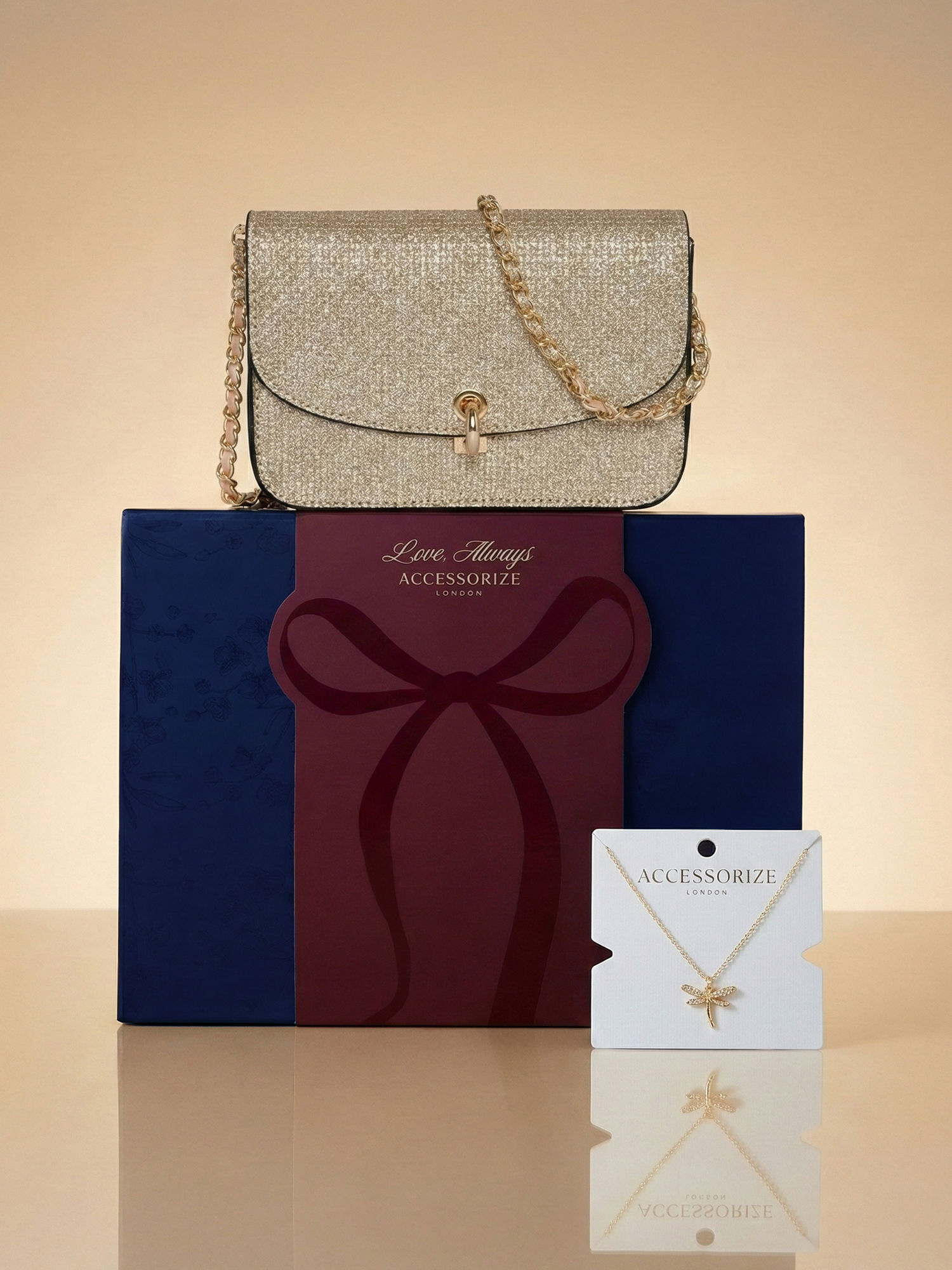 Buy Accessorize London Gold Shimmer Sling Bag & Dragonfly Pendant