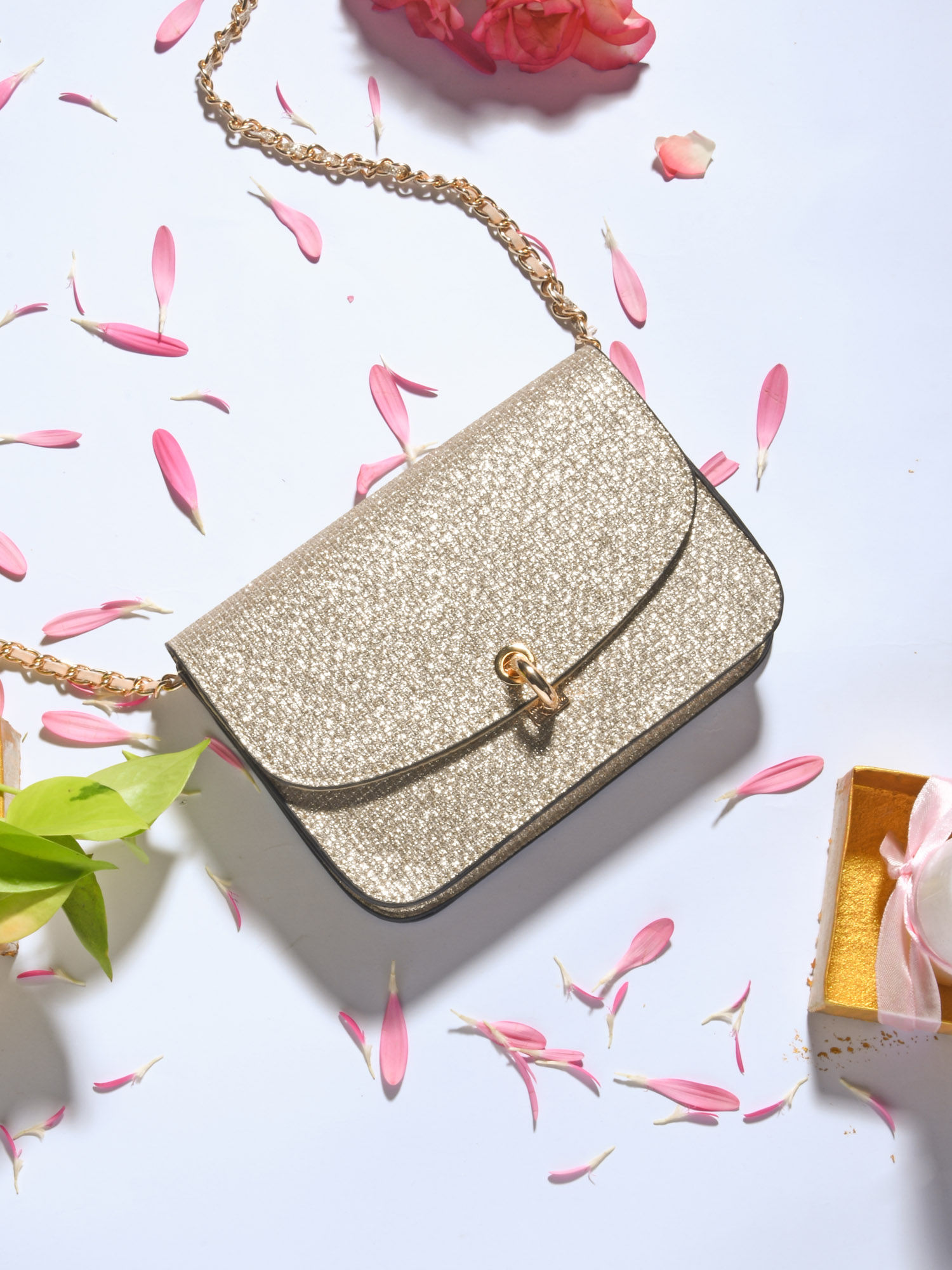 Buy Accessorize London Gold Shimmer Sling Bag & Dragonfly Pendant