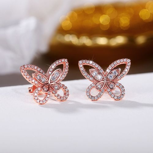 Gold Plated Butterfly Rose Gold Earrings Fashion Butterfly Drop