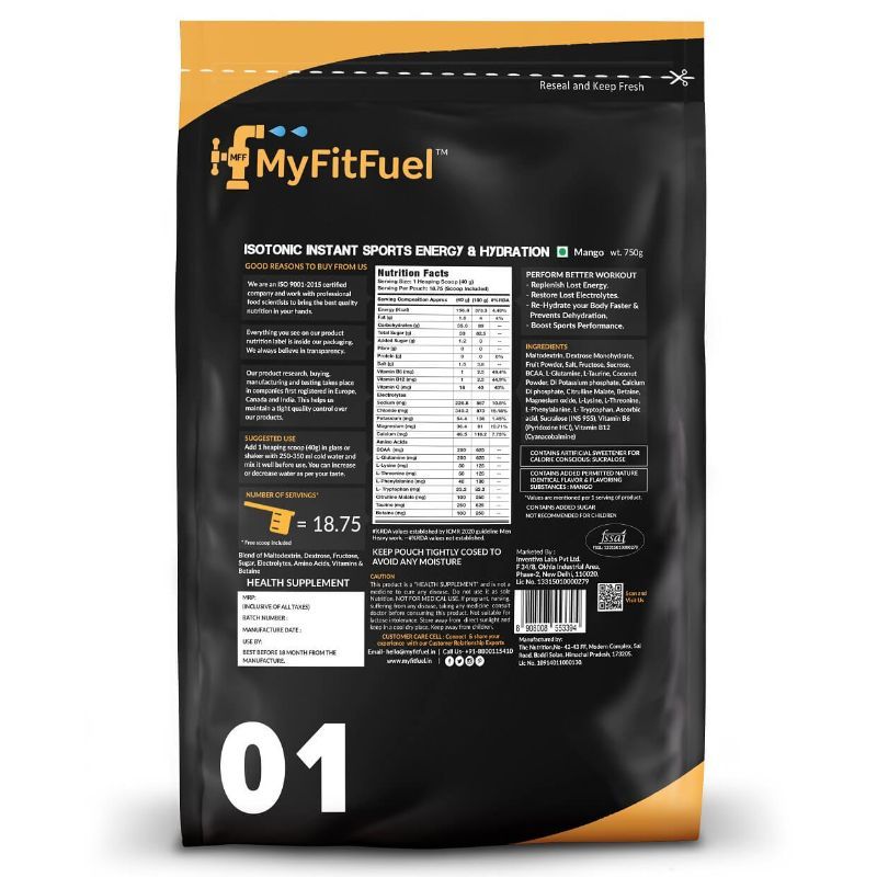 Buy MyFitFuel Isotonic Instant Sports Energy Hydration - Mango Online