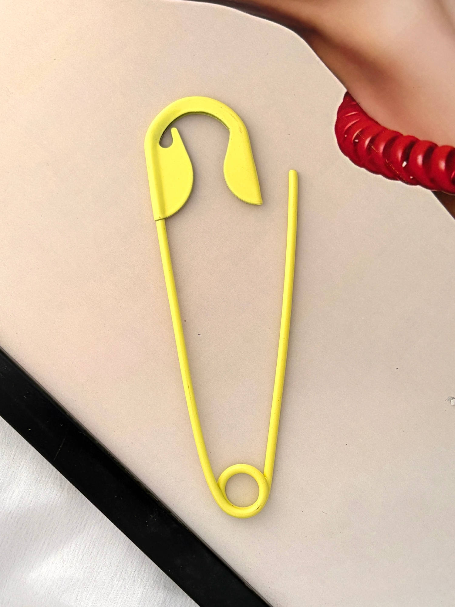 ISHKAARA Yellow Oversized Safety Pin Hair Bun Stick for Women