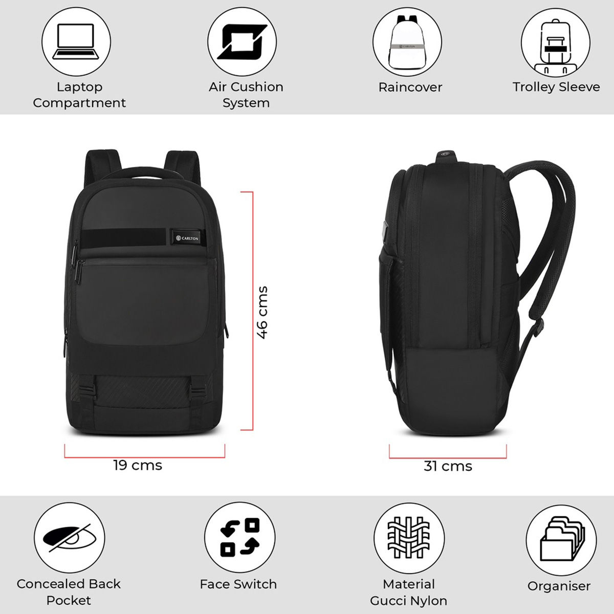 Buy CARLTON Dorset 03 Secure Laptop Backpack Midnight Black Online