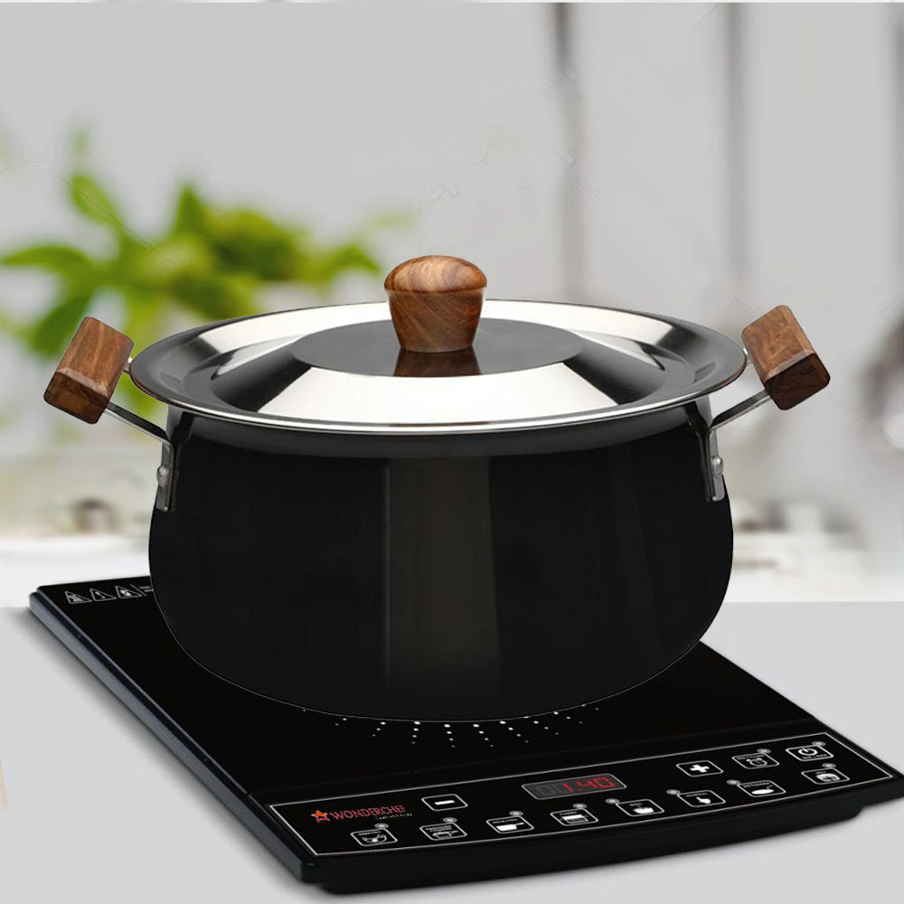 Buy Wonderchef Ebony Hard Anodized Handi With Lid 24cm Online