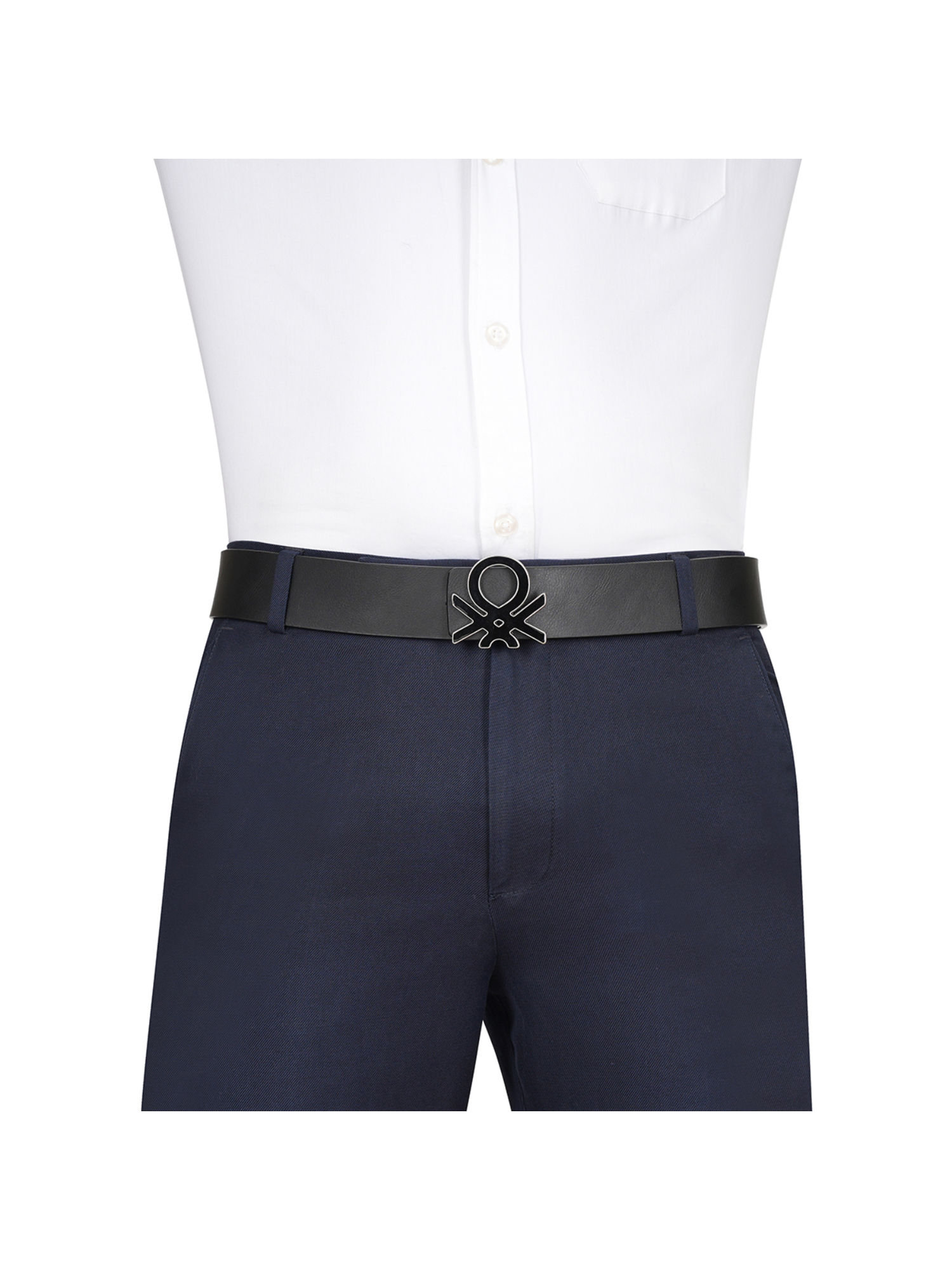 Buy United Colors of Benetton Men Black Karel Leather Reversible