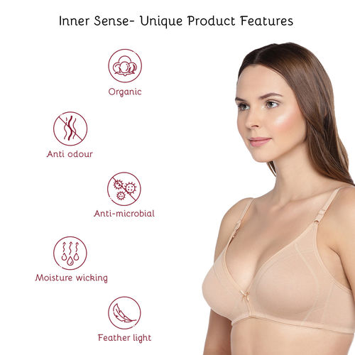 Buy Inner Sense Organic Cotton Antimicrobial Seamless Bra with Supportive  Stitch - Nude online