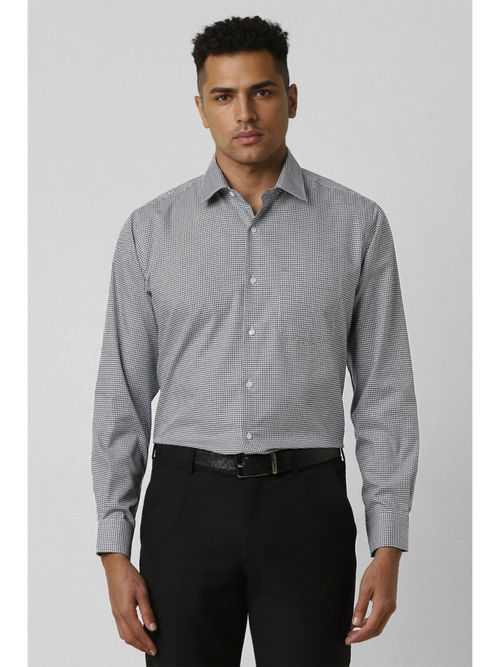Van Heusen Men Grey Regular Fit Checks Full Sleeves Formal Shirt
