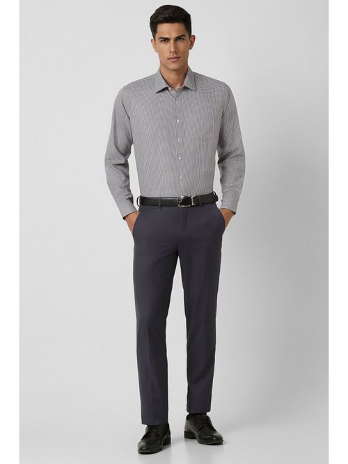 Van Heusen Men Grey Slim Fit Checks Full Sleeves Formal Shirt