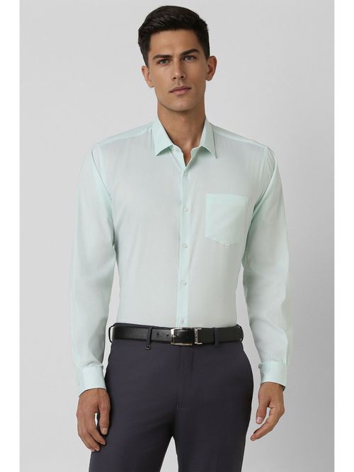 Buy Van Heusen Men Green Regular Fit Solid Full Sleeves Formal Shirt Online