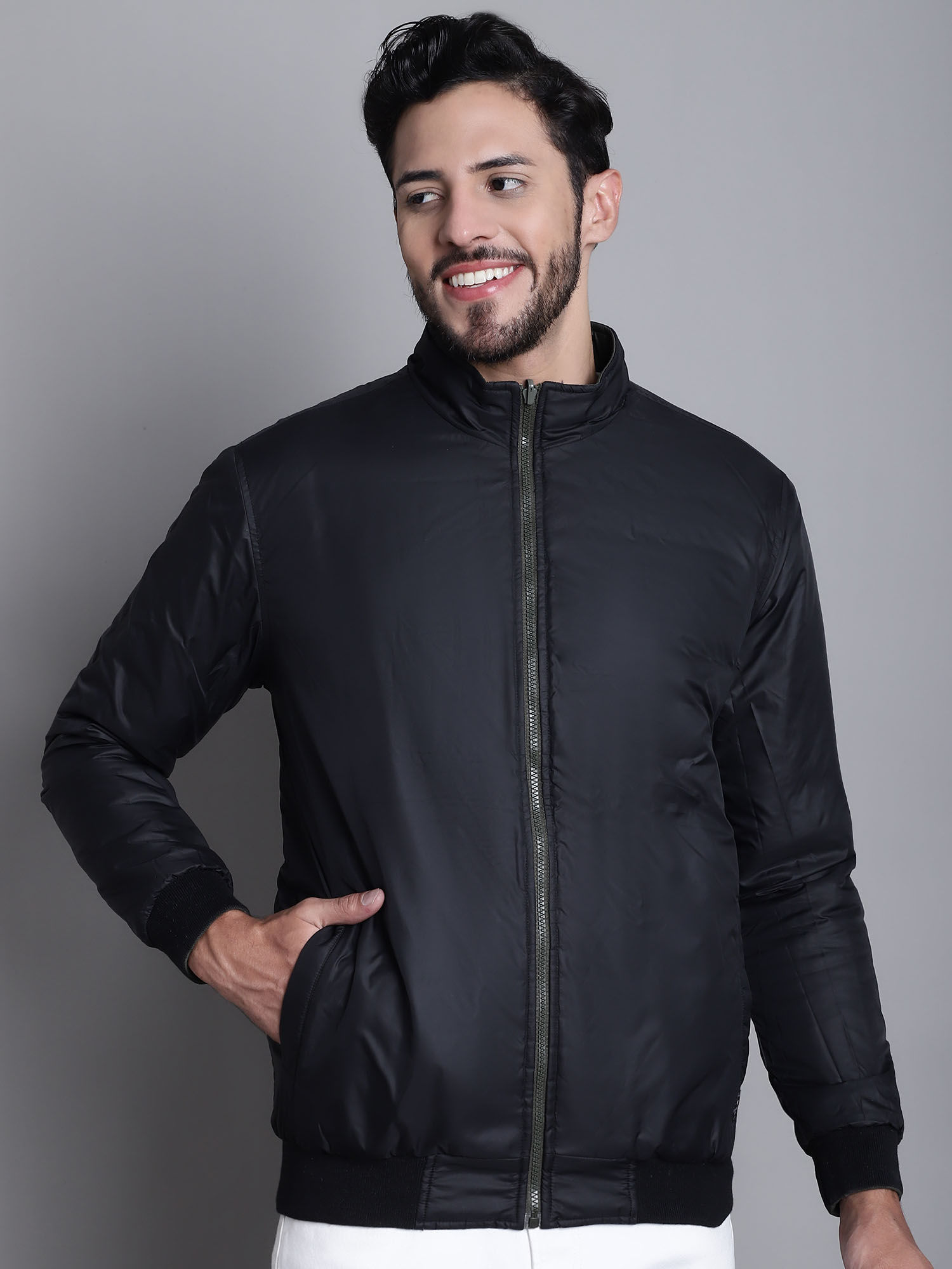 Buy Cantabil Men Green Full Sleeve Reversible Jacket Online