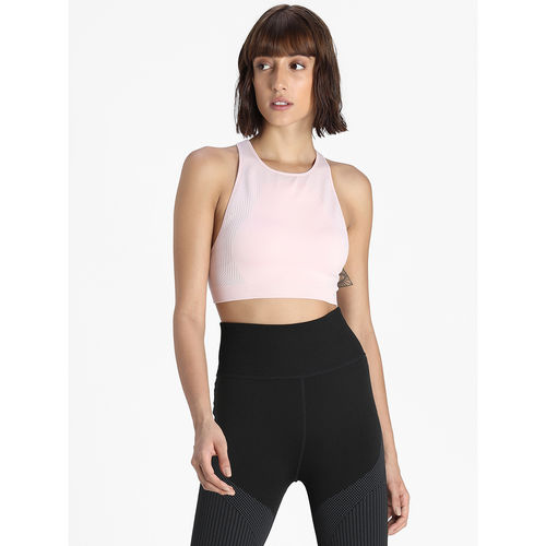 Puma Low Impact Long Line Seamless Bra Pink Sports Bra (M)