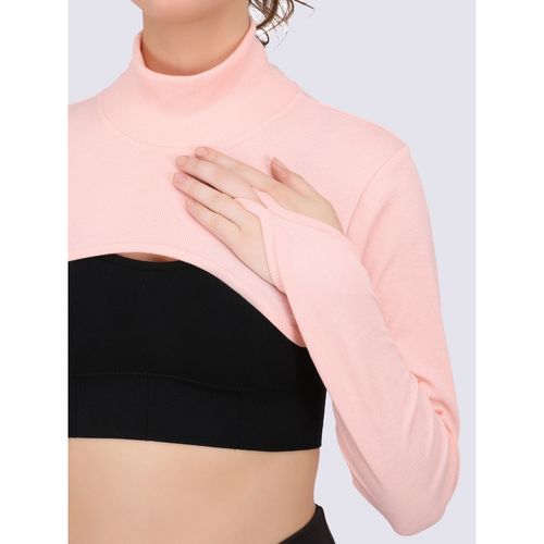 EVERDION Peach Ribbed Arm Cover Crop Top (S)