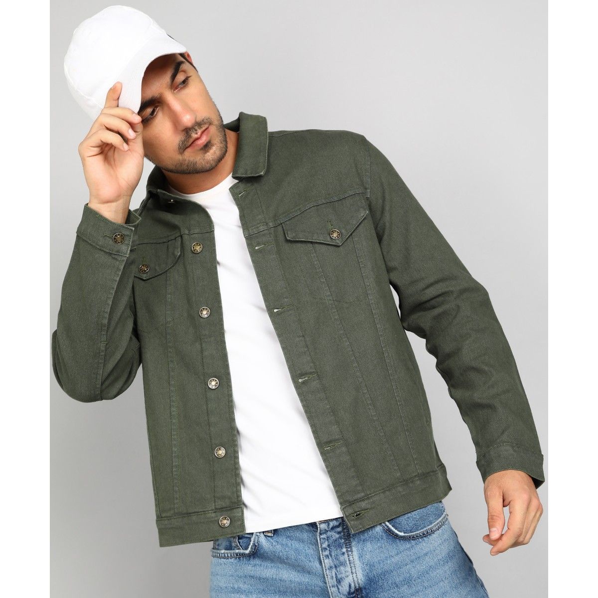 Buy OVS Men Olive Green Solid Denim Jacket - Jackets for Men 9349299 |  Myntra