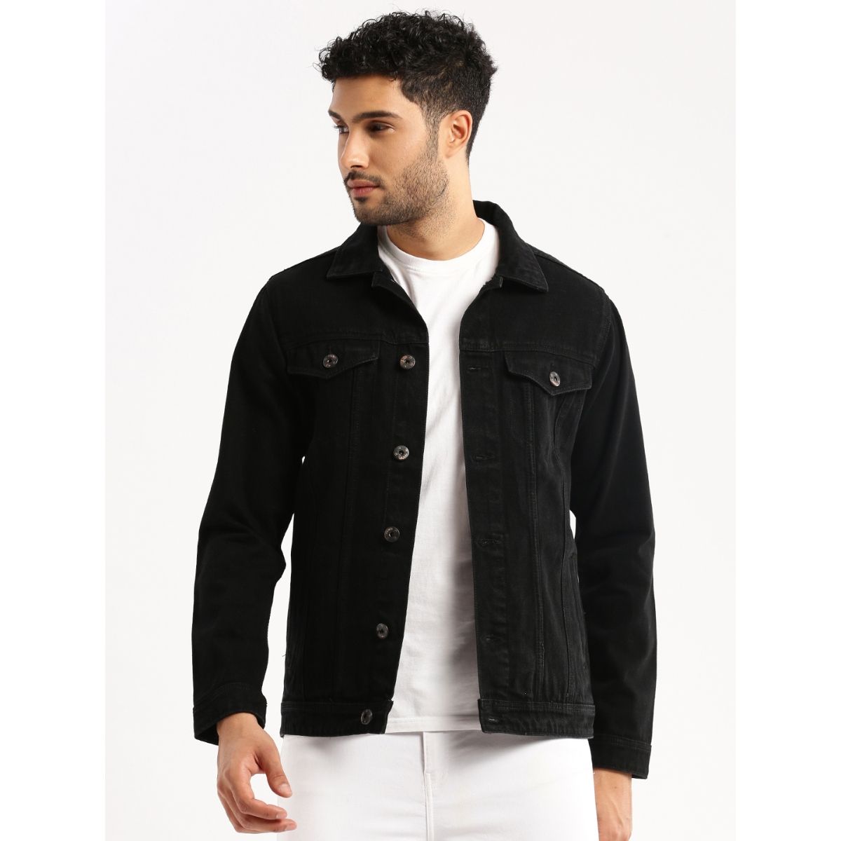 Buy KOTTY Black Full Sleeve Solid Denim Jacket (Black,34) at Amazon.in