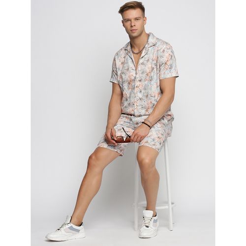 Buy SHOWOFF Men's Short Sleeves Printed Collar Over Sized Off