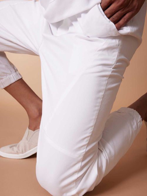 Kingdom Of White Voyager Drawstring Rib Waist White Jogger Pants