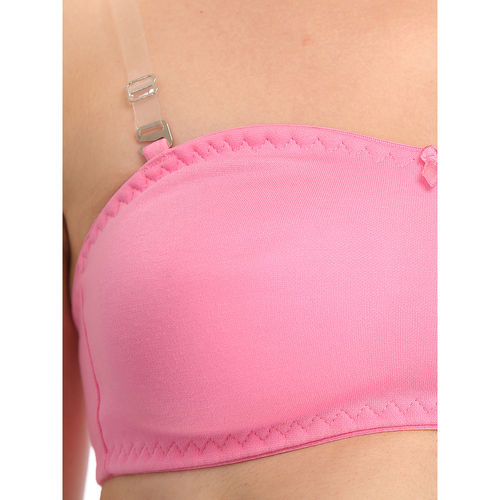 Buy Clovia Cotton Solid Non-padded Full Cup Wire Free Teen Bra - Pink Online
