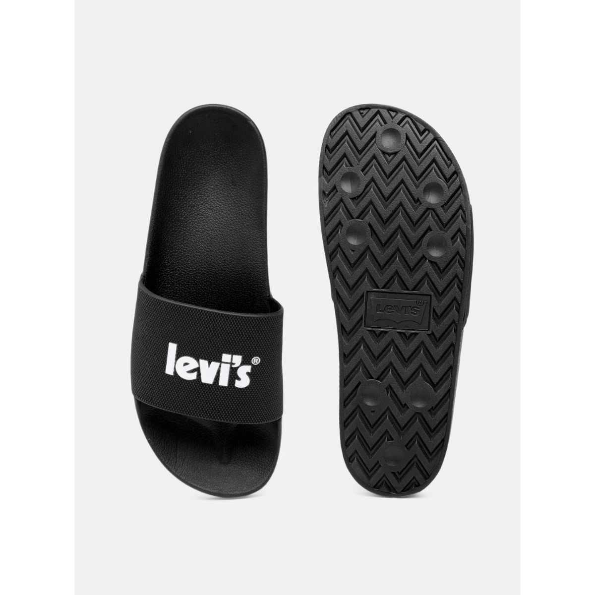 Levi s Mens June Poster Black Textured Sliders