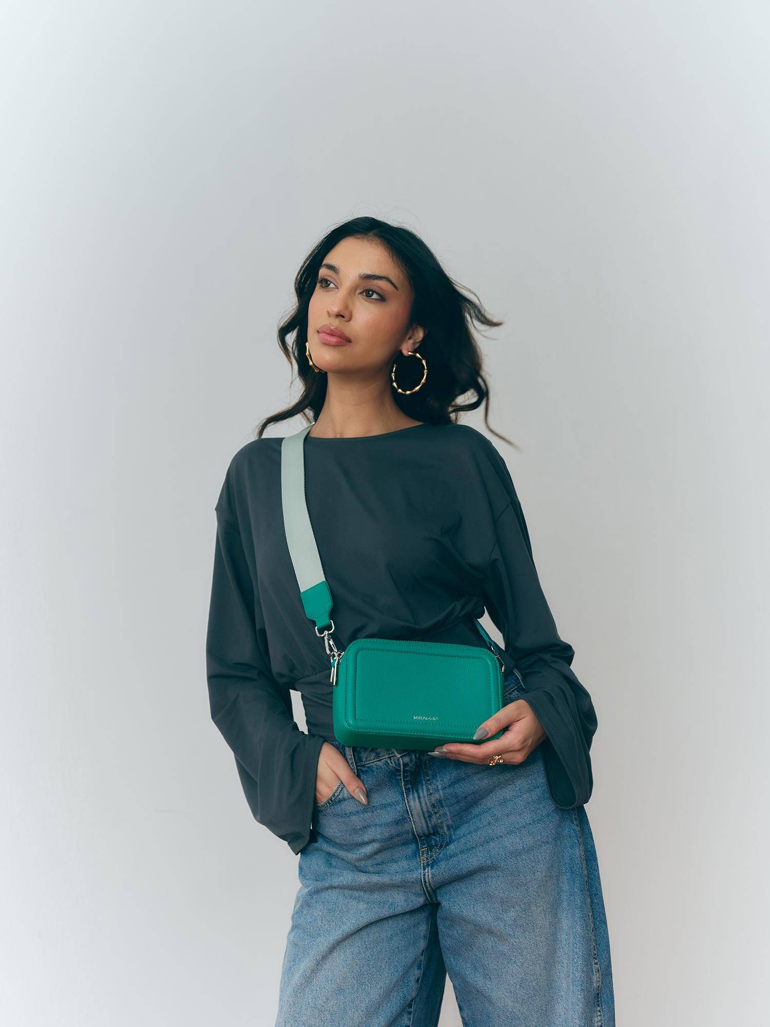 MIRAGGIO Nikola Crossbody Bag-Teal (Small)