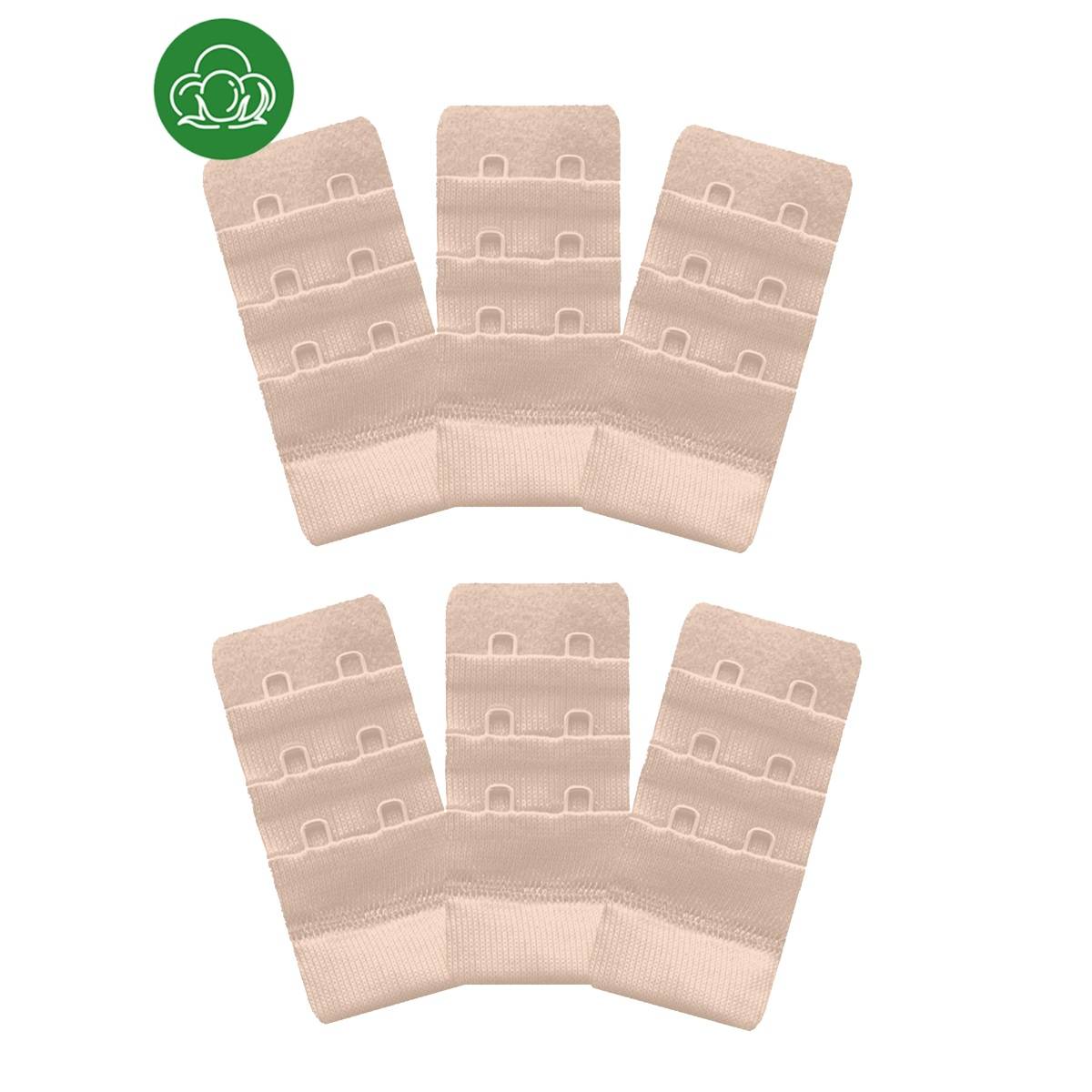 Inner Sense 2 Hook and Eye Bra Extenders-Skin (Pack of 6)