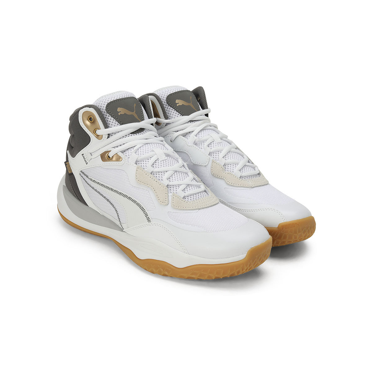 Buy Puma Playmaker Pro Mid Trophies Unisex Off White & Grey