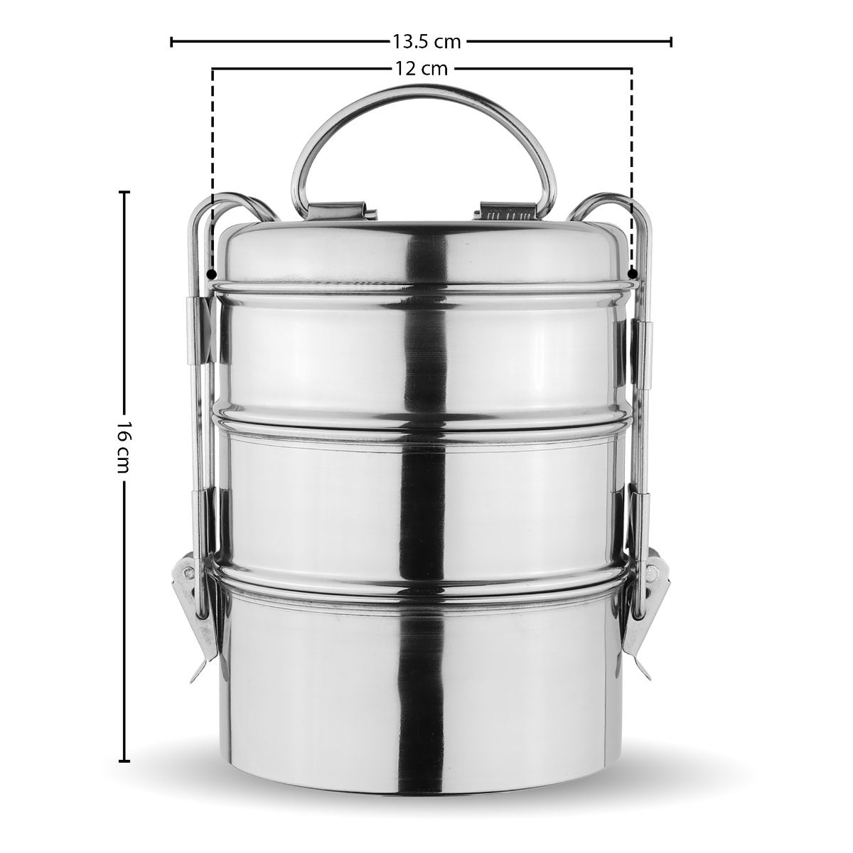 Buy Omega Stainless Steel 3 Tier Compartment Tiffin Lunch Box With Clip buy-omega-stainless-steel-3-tier-compartment-tiffin-lunch-box-with-clip