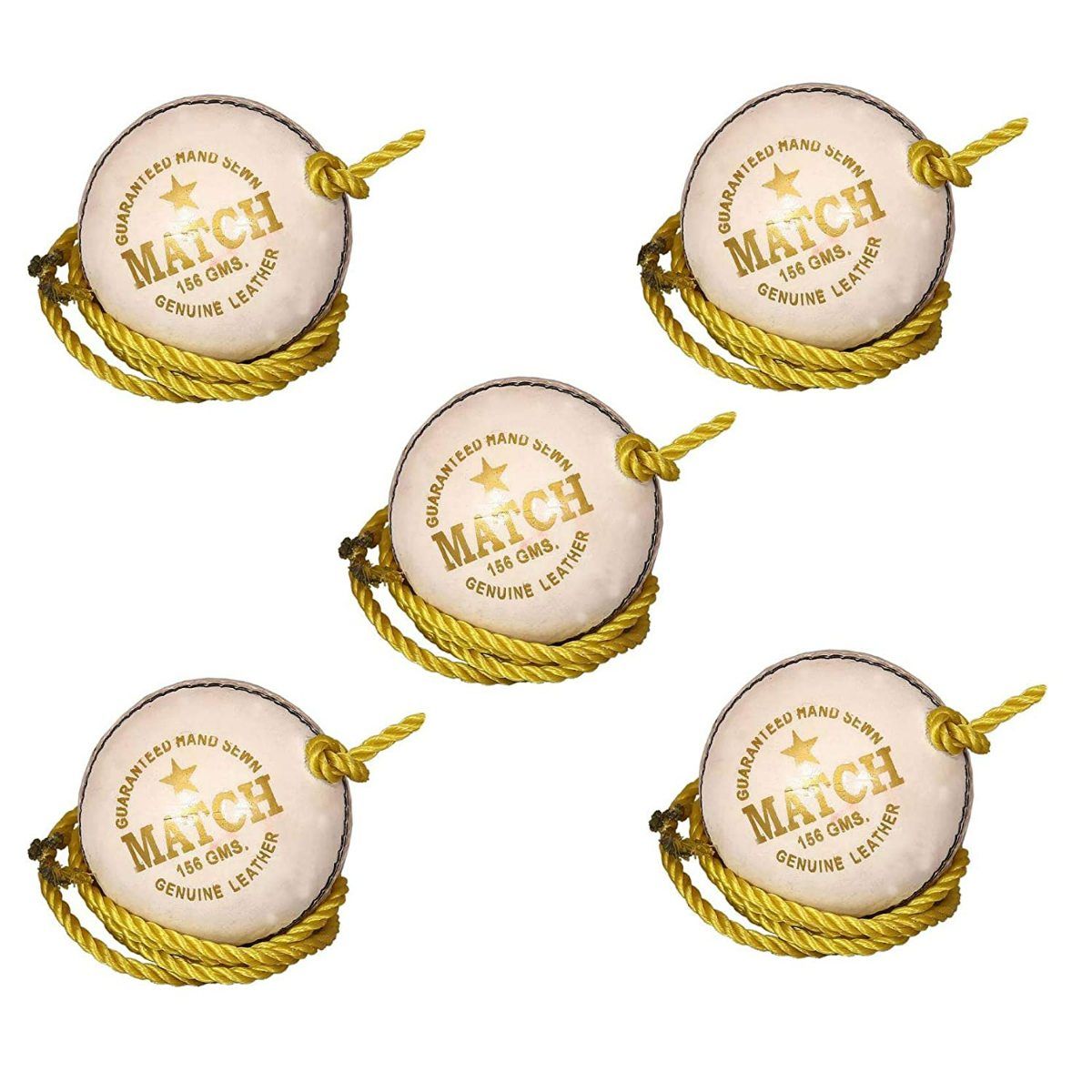 PSE Sports Leather Match Practice Hanging Cricket Ball White (Pack of 5