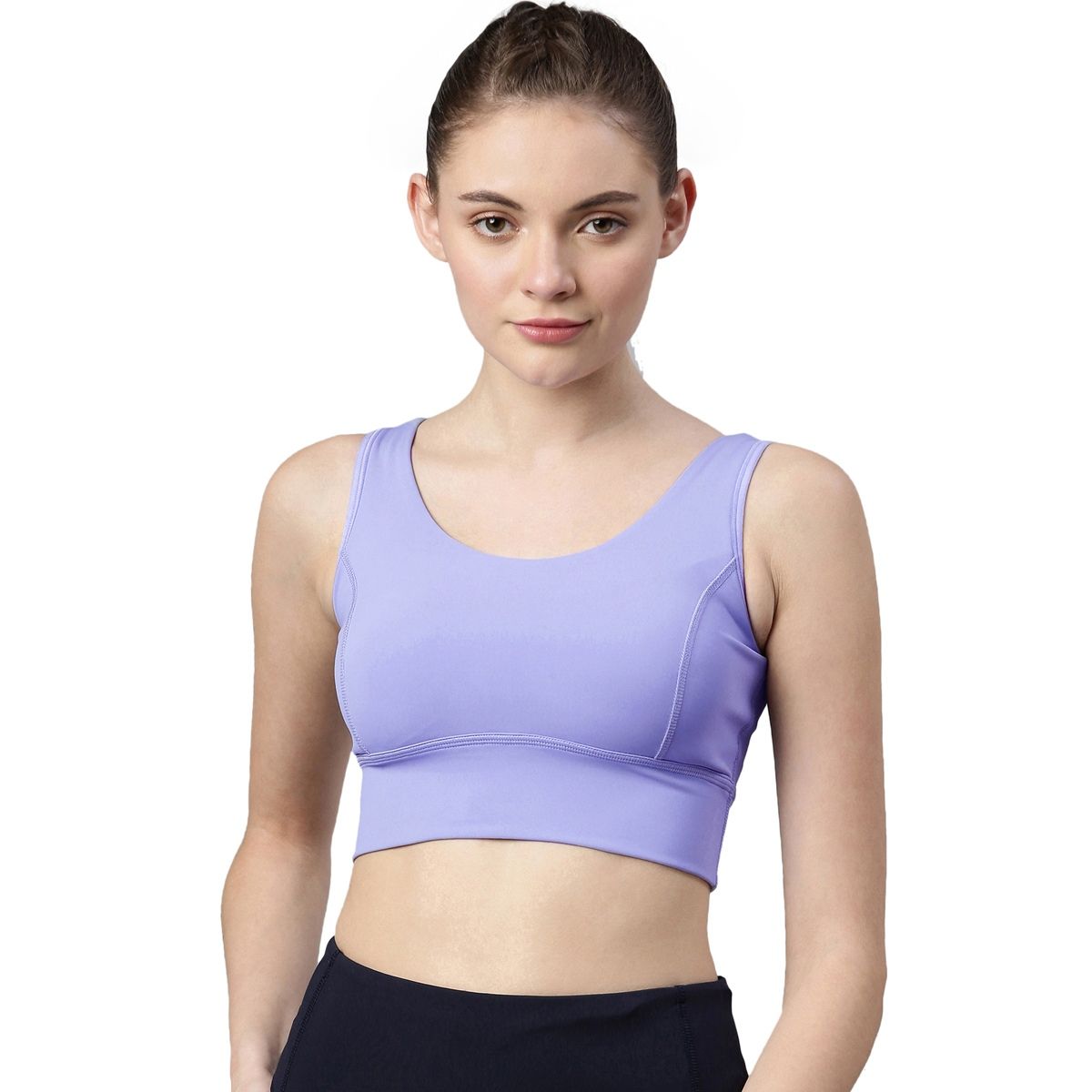 Buy Enamor Womens E117-padded Wirefree Full Coverage Dry Fit Antimicrobial Sports  Bra-purple Slate Online