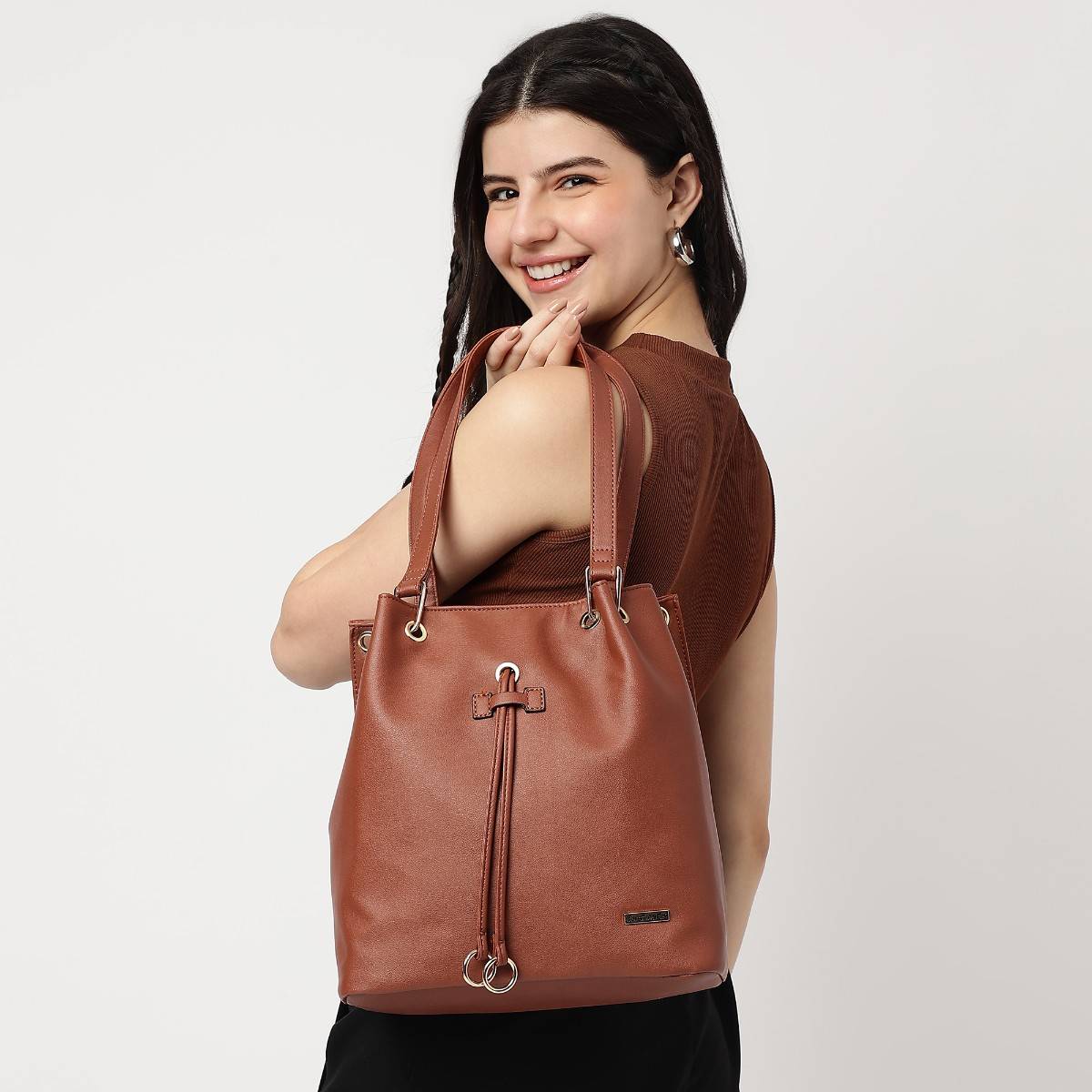 Fastrack Tan Tote Bag for Women