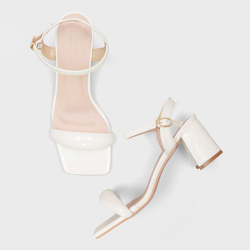Buy MIXT by Nykaa Fashion White Padded Square Toe Block Heels Online