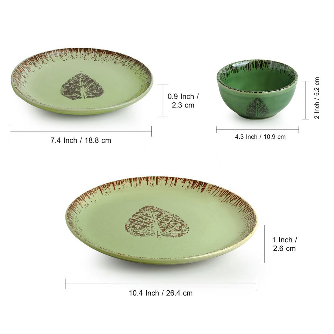 ExclusiveLane HandPainted Studio Pottery Dinner Plates With Quarter