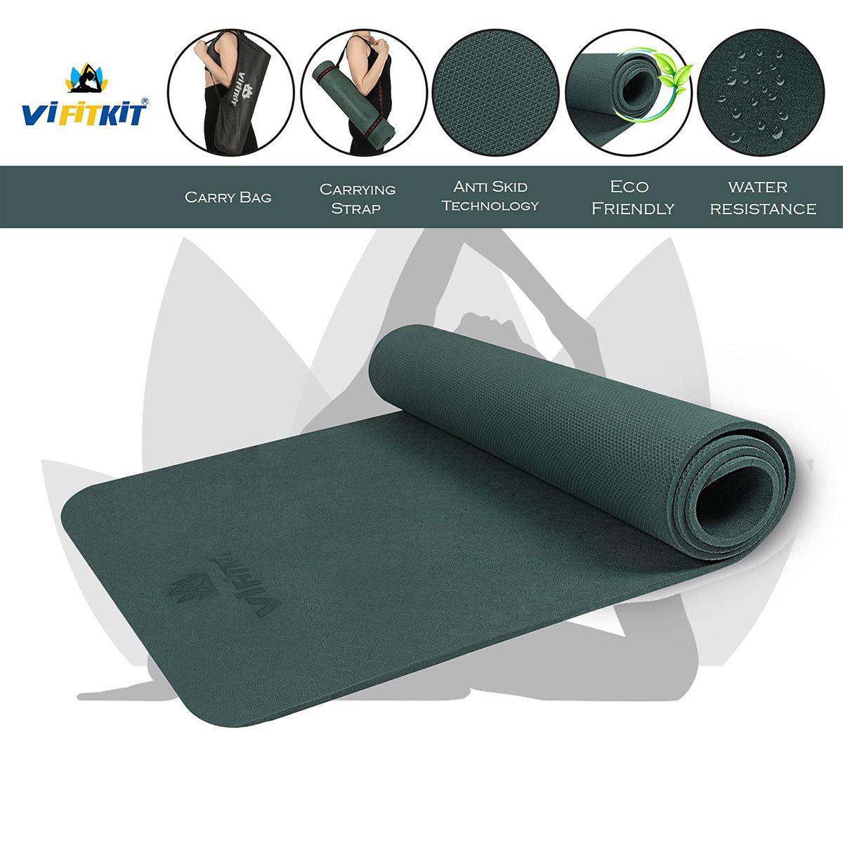 Buy Vifitkit 6Mm Premium Yoga Mat With Carrying Bag Strap With