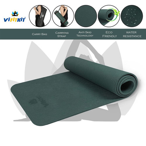 Buy Vifitkit 6Mm Premium Yoga Mat With Carrying Bag & Strap With Jump Rope  (Army Green) Online