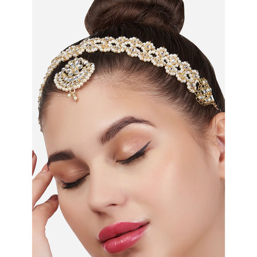 Zaveri Pearls Gold Tone Kundan Pearls Bridal Matha Patti Style  Maangtikka-ZPFK13194