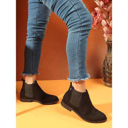 Jeans Womens Black Suede Booties Black Jeans With Dark Brown Suede Boots Casual Outfits For Women (12 Ideas  Outfits) Lookastic