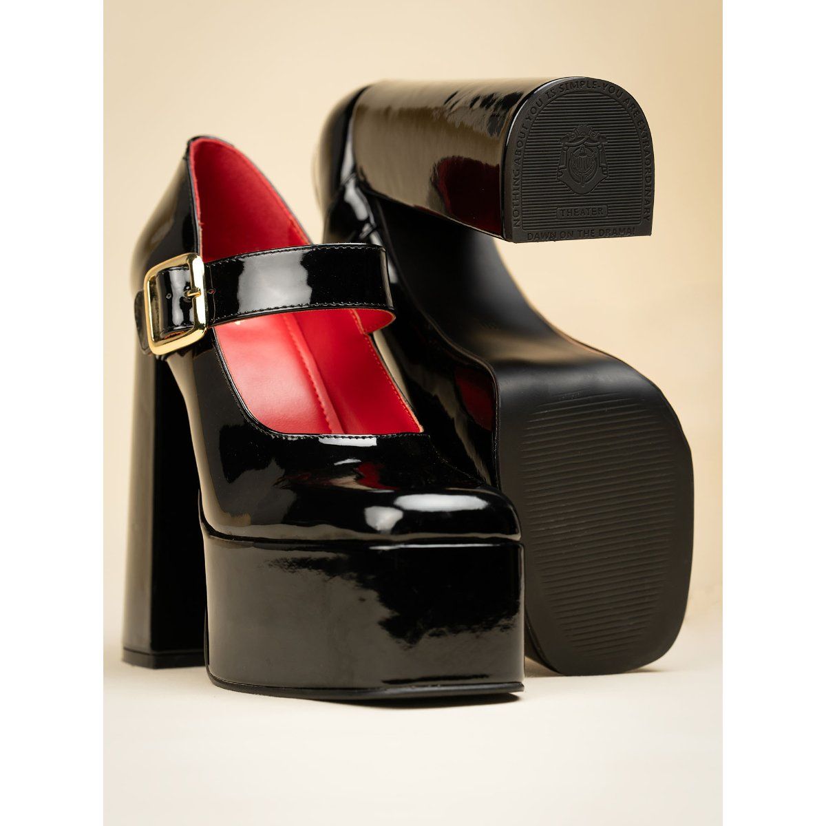 靴 JEWELRY HANKIE PUMPS BLACK RED JEWELRY HANKIE PUMPS BLACK RED