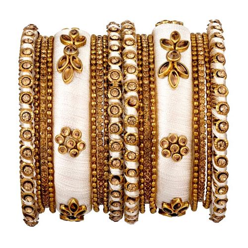 Peora Designer Silk Thread Matching Bangle Set Bridal Weddiing Chuda Ethnic  Jewellery (PF51B10W)